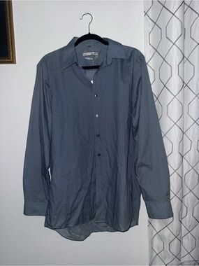 Geoffrey Beene Men's Blue-Gray Microprint Dress Shirt